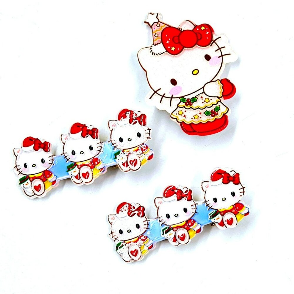 Hello Kitty Christmas Barrettes Set of 3